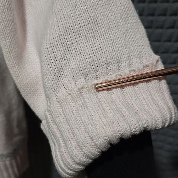 Hooded Oversized Christmas Sweater Pink 3XL 22/24 Snowflake Holiday Vneck Knit - Picture 6 of 15